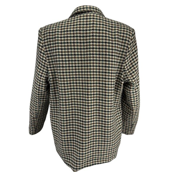 D'ALLAIRD'S VTG Academia Houndstooth Oversized Shoulderpads Green/Brown Blazer M - Picture 5 of 9